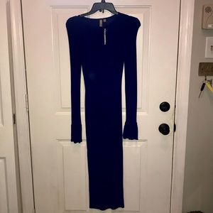 Blue, long bell sleeve ASOS dress